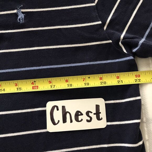 Polo Ralph Lauren Navy Blue Striped Preppy Academia Cotton Mens Shirt - L - Picture 4 of 5